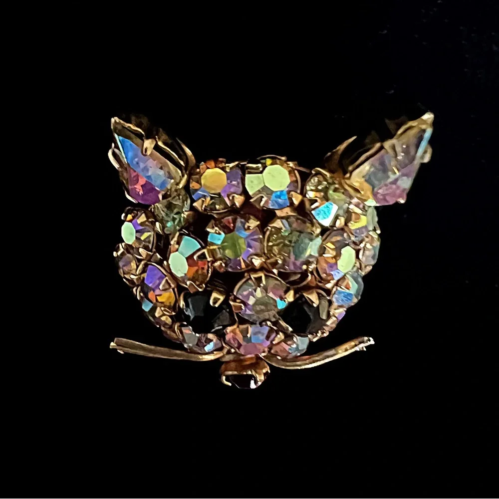 Collectible Vintage Warner Rhinestone Kitten Brooch/Pin - Picture 4 of 7